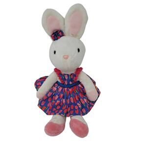 Douglas Bunny Rabbit Plush White Pink 12"  Tulip Dress Bow Stuffed Animal Toy
